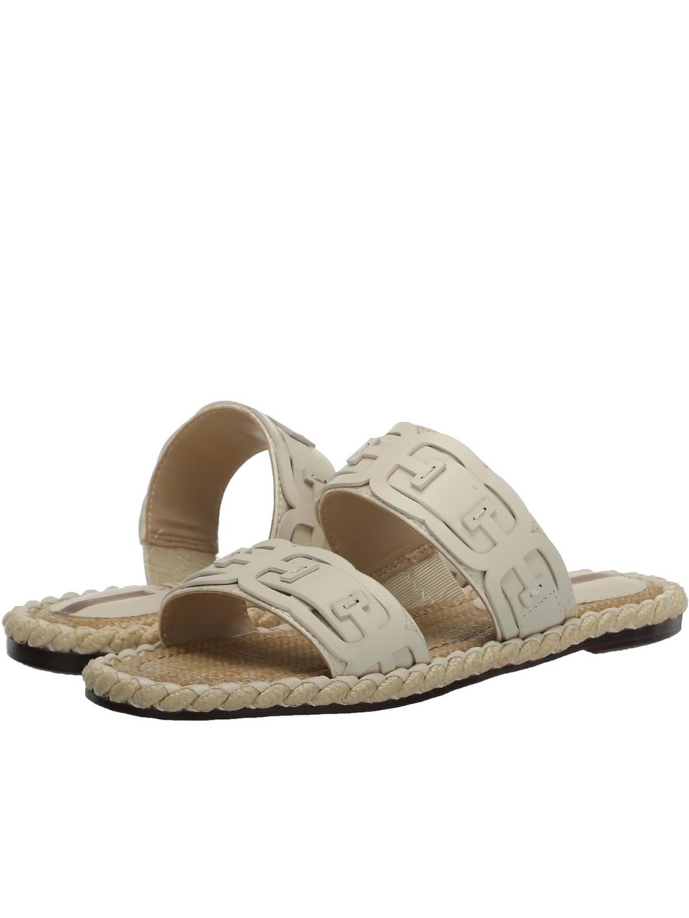 Sam Edelman Leather Cream Double-Strap Slide Sandals